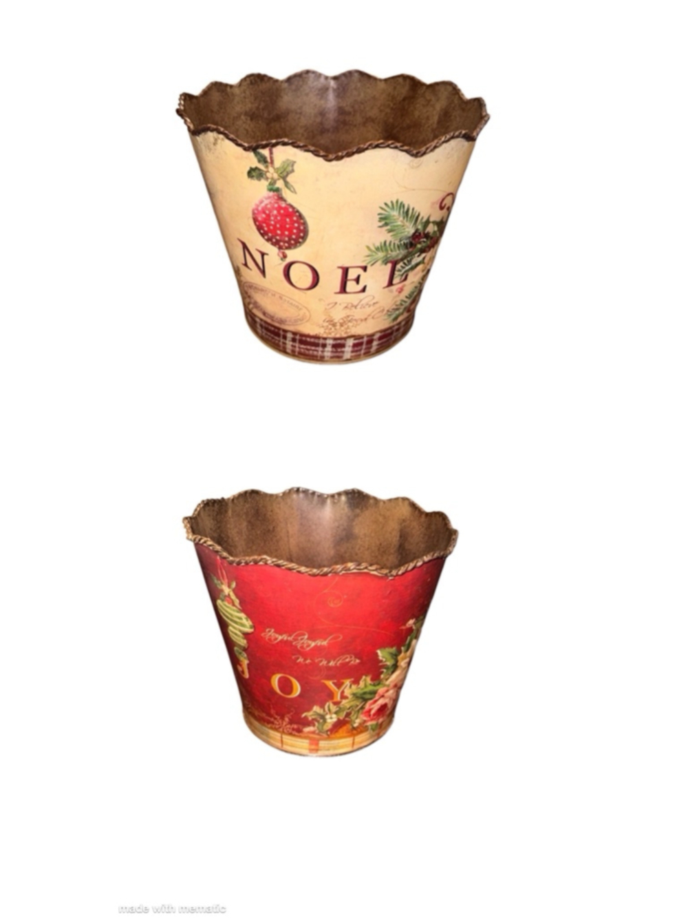 Two holiday containers metal